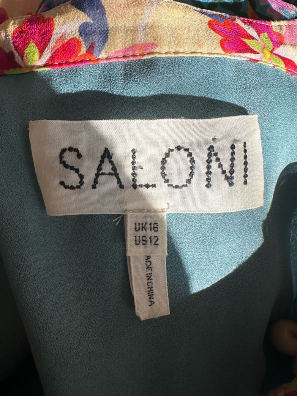 SALONI Tilly dress silk mixed print floral button front dress size 12 - Picture 7 of 8